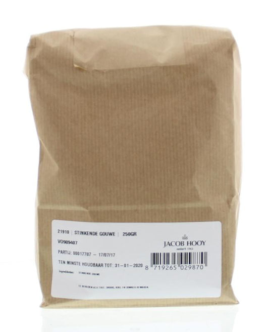 Jacob Hooy Stinkende Gouwe kruiden in een pot, 250 gram, voor koken en kruidenmixen.
