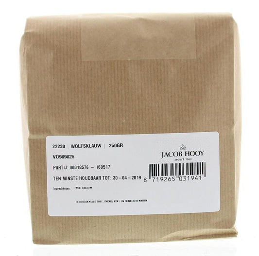 Jacob Hooy Wolfsklauw herbal salt and seasoning mix in a 250g package, shown in a clear image.