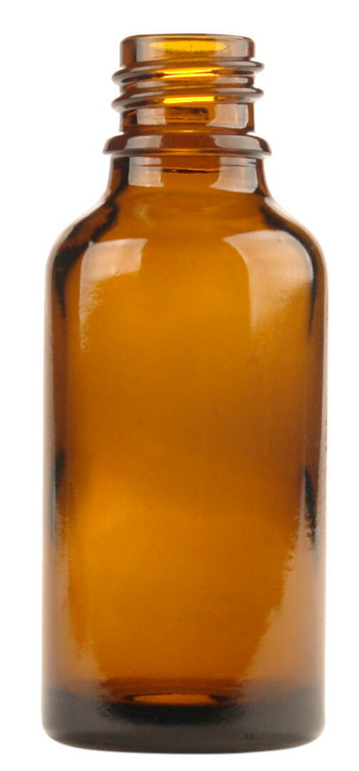 Set of five 30ml amber glass bottles by Helios Holland, ideal for packaging and storage.