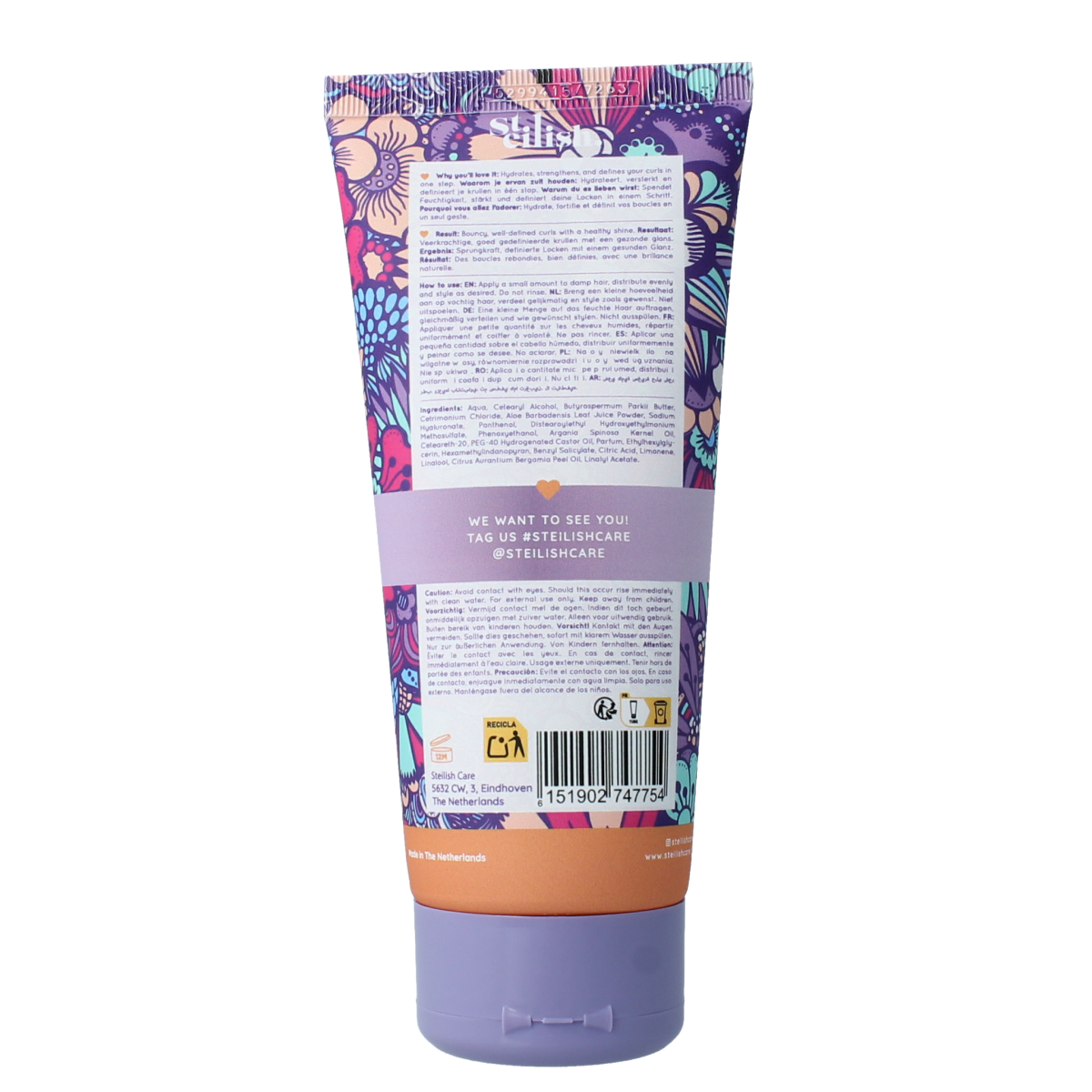 Steilish leave-in conditioner bottle for hydrating and defining hair, 200ml, haircare product for smooth, manageable hair