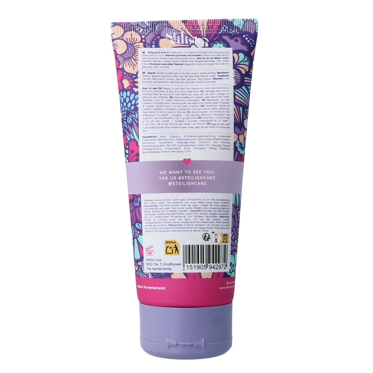 Steilish Styling Gel Curl Max Hold 200ml for strong, long-lasting curls and hair styling control in a sleek bottle.