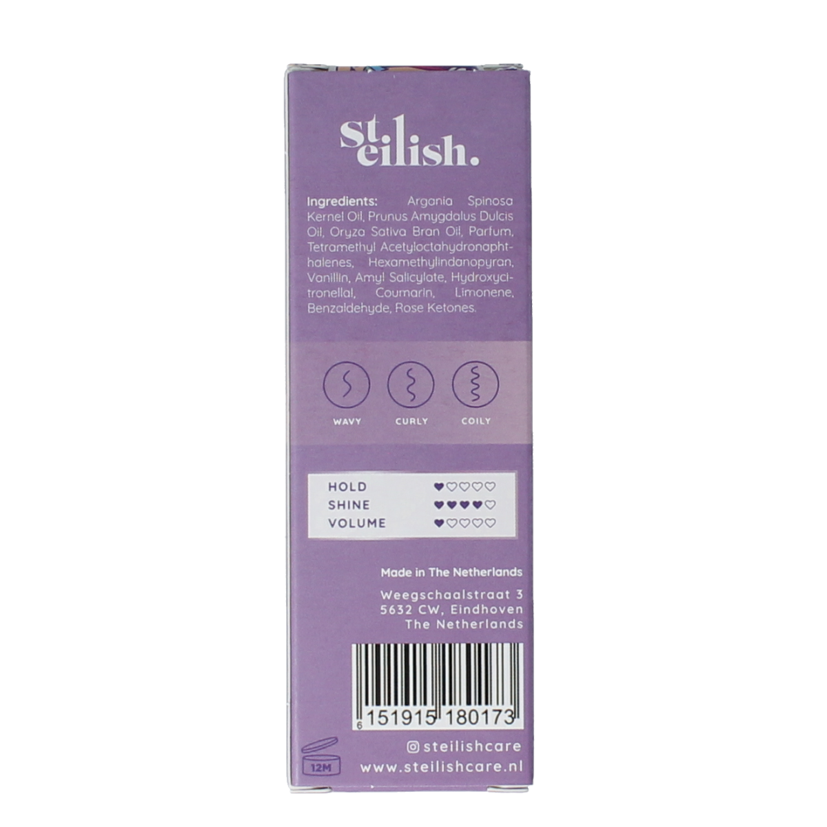 Steilish Nourishing Scrunching Oil in 30ml bottle, haircare product with sleek packaging and applicator tip.