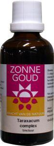 Zonnegoud Taraxacum complex herbal supplement in 50ml bottle, featuring a label with botanical illustrations and product details.