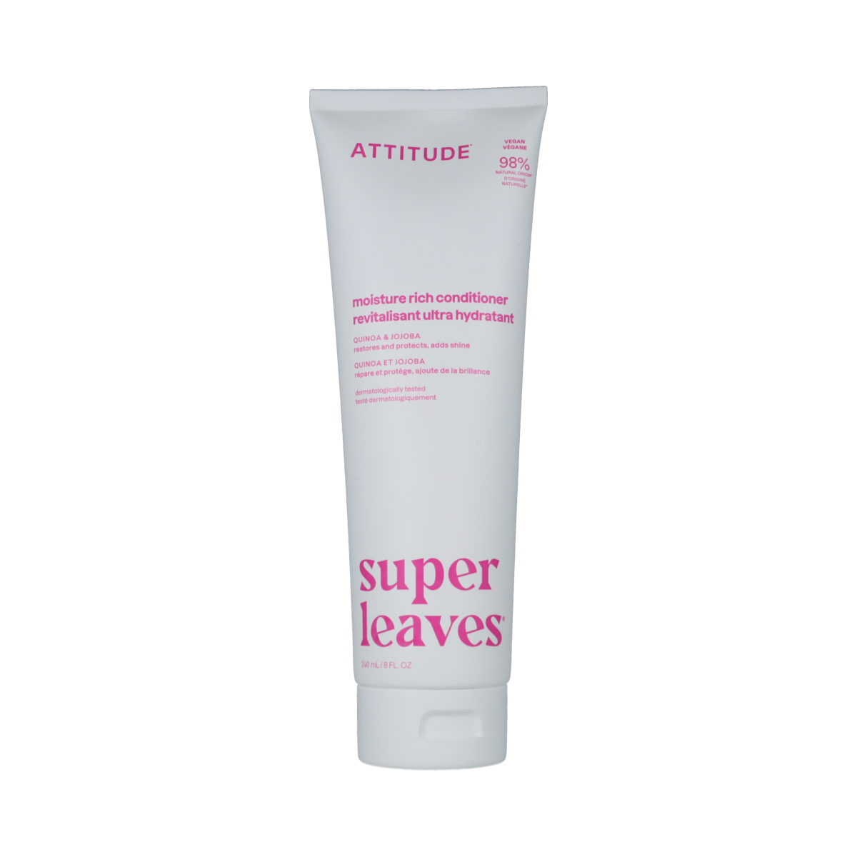 Attitude Moisture Rich Conditioner with Quinoa and Jojoba for nourishing hair, 240ml bottle, natural hair care product.