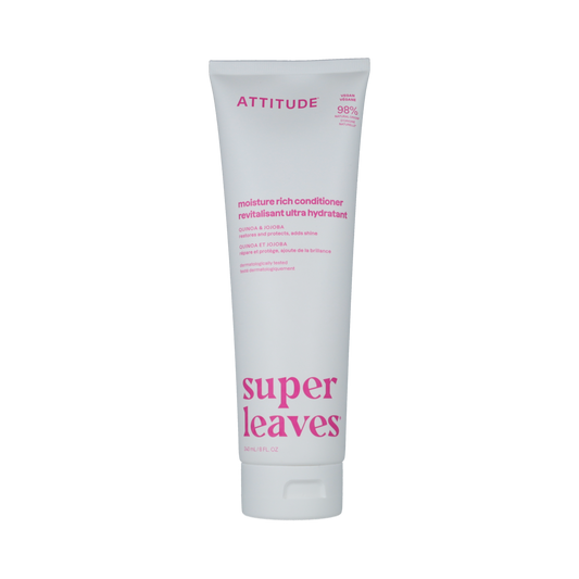 Attitude Moisture Rich Conditioner with Quinoa and Jojoba for nourishing hair, 240ml bottle, natural hair care product.