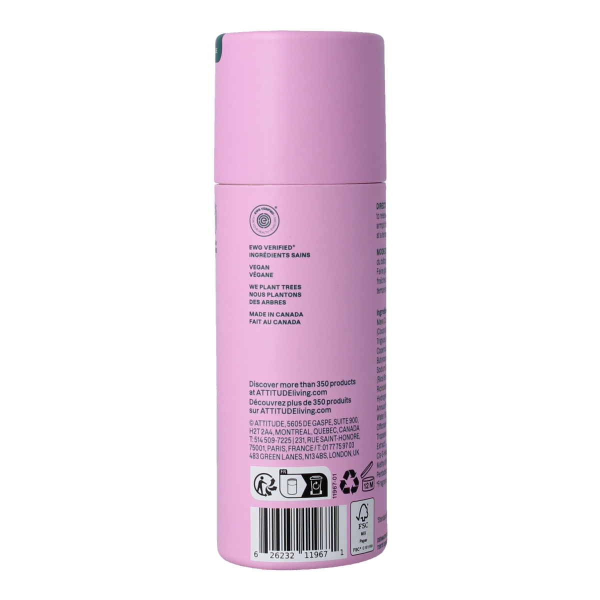 Attitude Deo super leaves deodorant with coconut and wild berries scent in a 75g stick, natural and refreshing personal care product.
