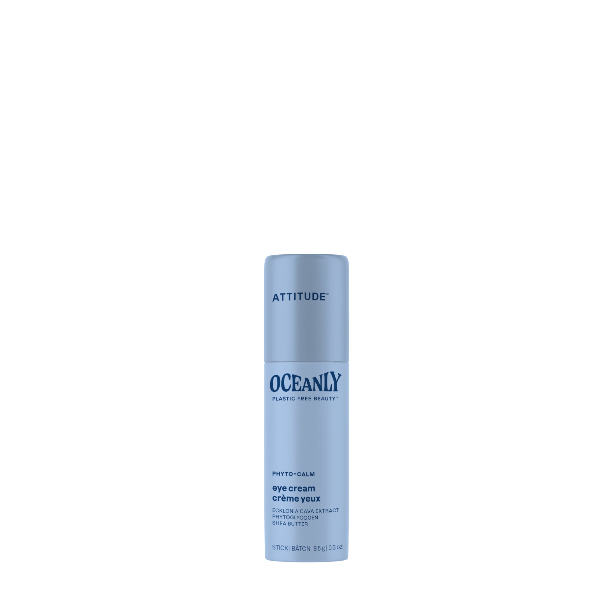 Attitude Oceanly phyto calm eye cream stick, 8.5g, soothing eye care product in a portable stick format for gentle skincare.