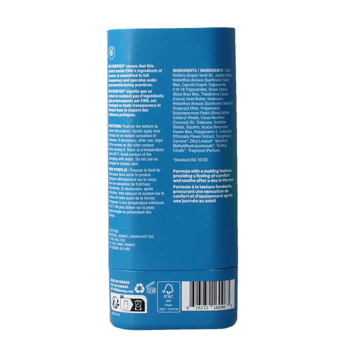 Attitude Sunly after sun stick mint & cucumber SPF30 60.00 Gram