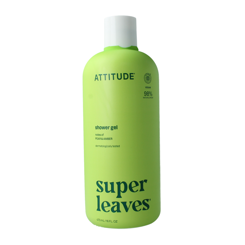 Attitude soothing pear and amber shower gel in 473ml bottle, gentle and hydrating bad en douche for relaxing skin cleansing