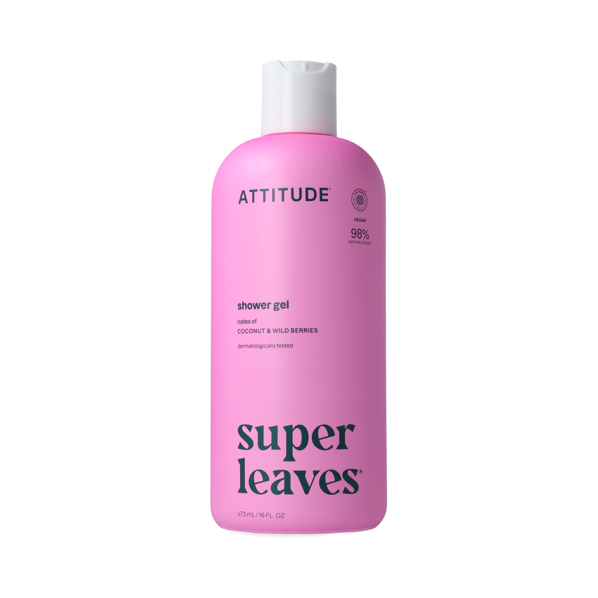 Attitude Super Leaves Bodywash in 473ml bottle, gentle body cleansing with natural ingredients, body care product.