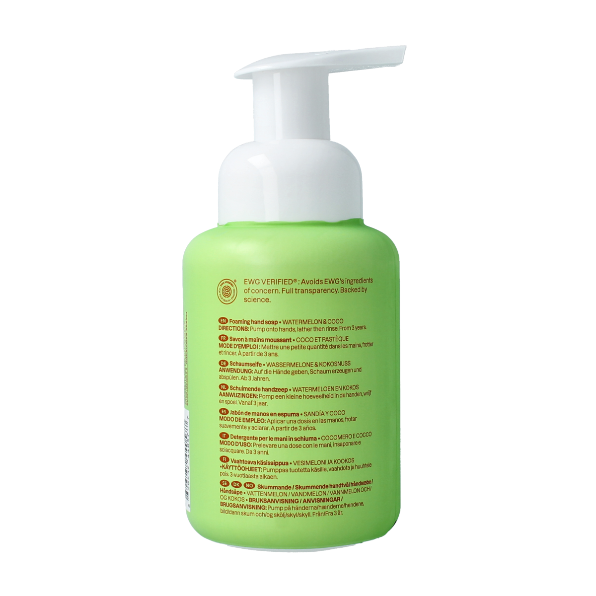 Attitude Handzeep with little leaves, watermelon and coconut scent, 295ml bottle for hand care and moisturizing.