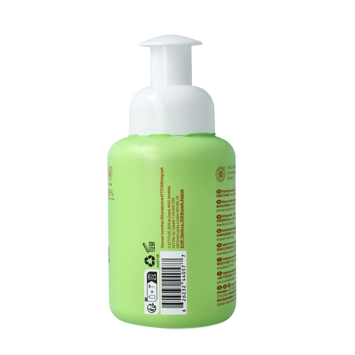 Attitude hand soap with little leaves watermelons and coconut scent, 295ml, hand care product with fresh, natural design