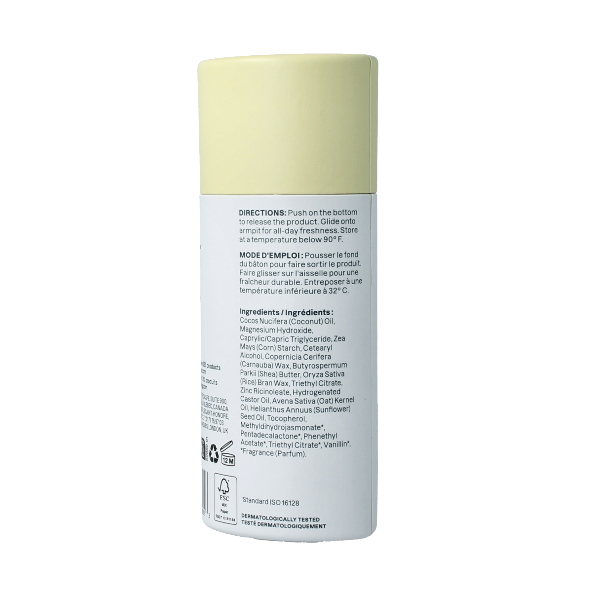 Attitude vanilla creme deodorant with baking soda free, 75g, featuring a smooth, creamy texture and natural scent.
