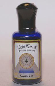 Lichtwesen Kwan Yin olie 30ml bottle, spiritual essence with intricate label design, on a neutral background.