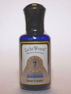 Lichtwesen Sanat Kumara olie 30ml bottle, spiritual essence with a dark glass container and white cap, on a neutral background.