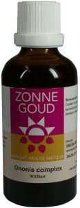 Zonnegoud Ononis complex herbal supplement in 50ml bottle, showing the product label and packaging.