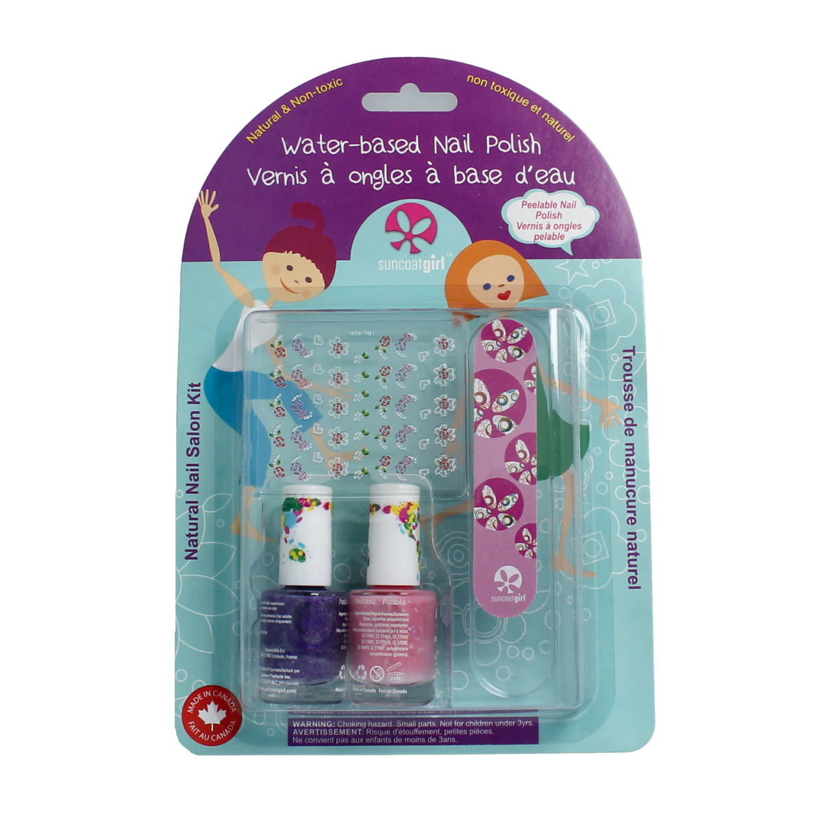 Suncoat Girl Forever Sparkle eco-friendly nail polish set for girls, featuring colorful, child-safe nail polish bottles.