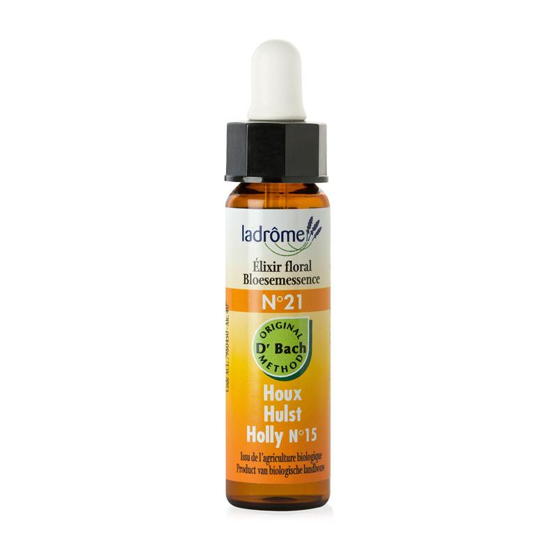 Ladrome Holly/Hulst 21 bio herbal preparation in a 10ml bottle, featuring fresh holly and hawthorn herbs for natural wellness.