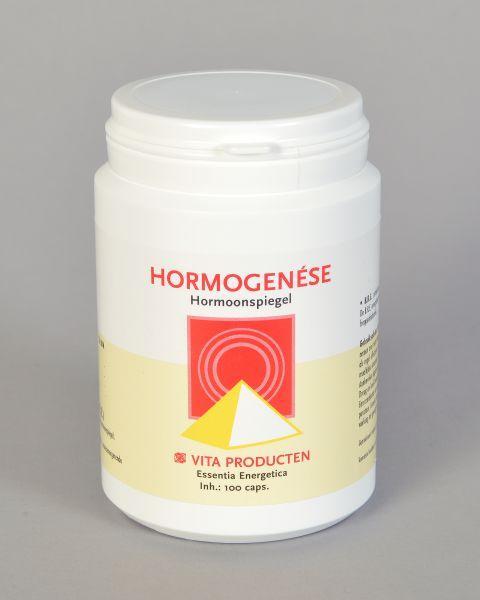 Vita Hormogenese 100.00 capsules, herbal supplement by Vita, showing a close-up of the capsules in a bottle on a white background.