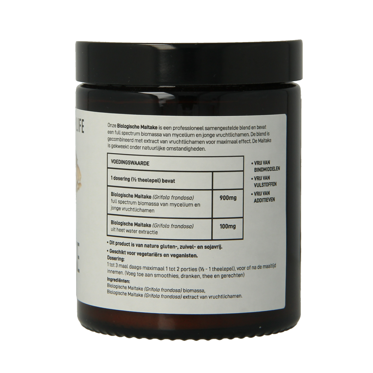 Organic Mushrooms for Life Maitake powder in a 60g package, displayed in a resealable pouch, for herbal health supplements.