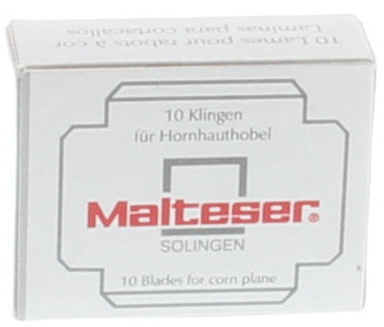 Malteser steelware reservemesjes, 10 pieces, used for machinery or tools, in a compact package, metal construction.