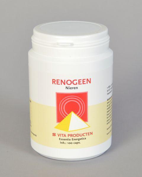 Vita Kruidenpreparaten Vita Renogeen 100 capsules in a bottle, herbal supplement for health support.