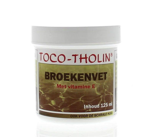Toco Tholin Broekenvet body care product in a 125ml bottle, designed for skin nourishment and hydration.