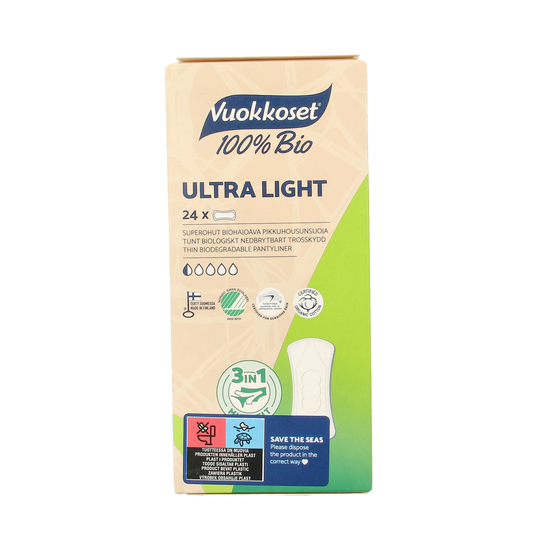 Vuokkoset ultra light inlegkruisjes for women, pack of 24, soft and discreet feminine hygiene pads.