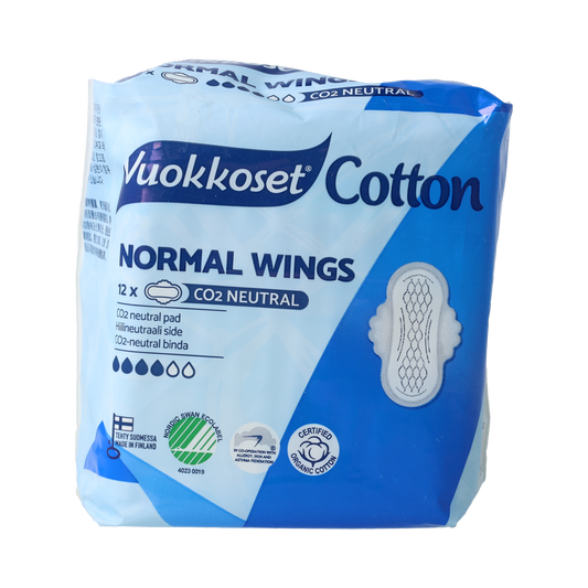 Vuokkoset Maandverband normaal wings organisch katoen 12.00 Stuks