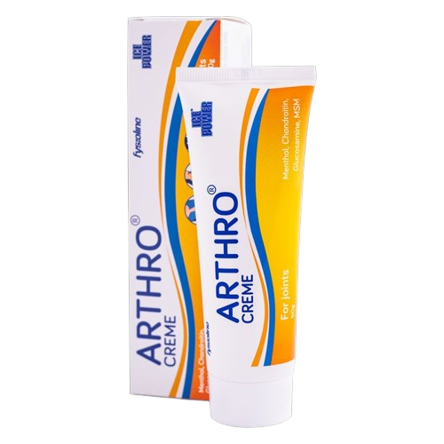 Ice Power Arthro creme 120g jar for muscle and joint pain relief, featuring a white and blue container with product label.