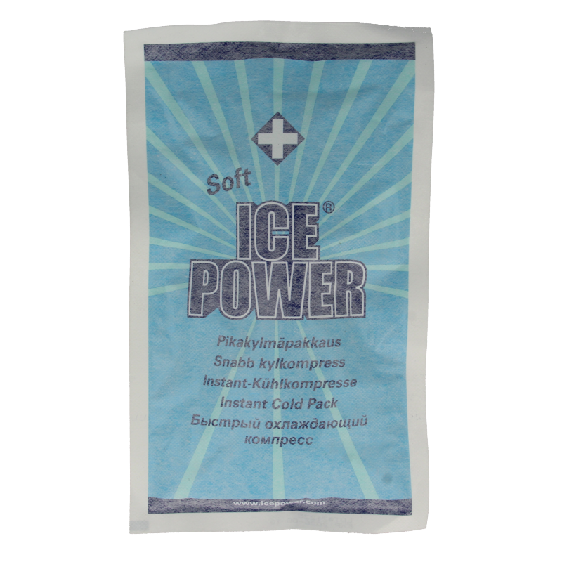 Ice Power soft cold pack for muscle and joint pain relief, shown in the image with a flexible, reusable design for instant cooling.