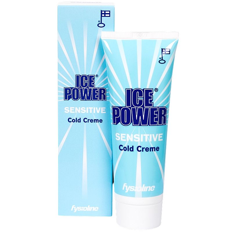 Ice Power Cold cream tube for body care, 60g, featuring a white and blue packaging with the Ice Power logo.