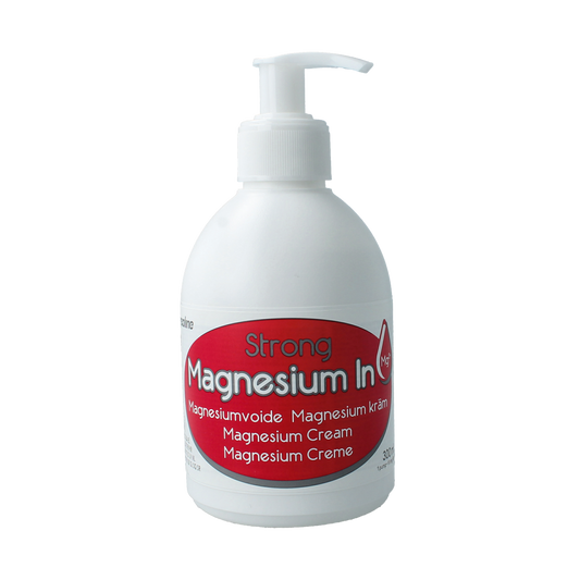 Ice Power Magnesium + MSM body cream in a 300ml pump bottle, featuring a white and blue design with a pump dispenser.