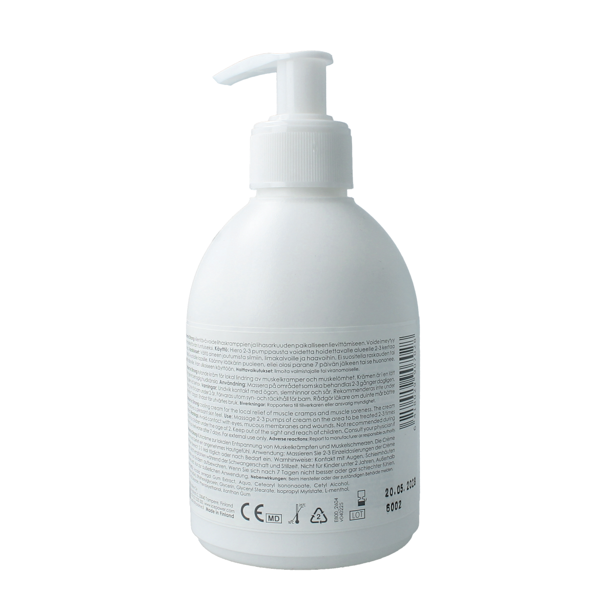 Ice Power Magnesium + MSM body cream in a 300ml pump bottle, moisturizing and soothing body care product.