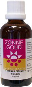 Zonnegoud Carduus Marianus simplex herbal remedy in a 50ml bottle, part of Zonnegoud's herbal supplement range.