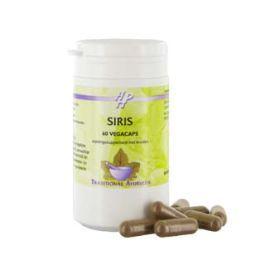 Holisan Siris herbal capsules in a bottle, dietary supplement for wellness, part of Holisan's kruidpreparaten product line.