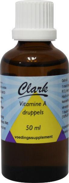 Clark Vitamine A vloeibaar in een 50 ml fles, natuurlijk vitamine A supplement met een pipet voor gemakkelijke dosering.
