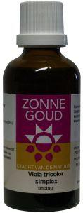 Zonnegoud Viola tricolor simplex herbal remedy in a 50ml bottle, part of Zonnegoud's natural herbal preparations.