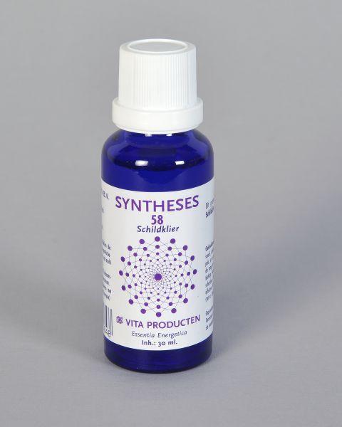 Vita Syntheses 58 schildklier kruidenpreparaat in 30ml bottle, herbal supplement for thyroid health, with label and dropper.