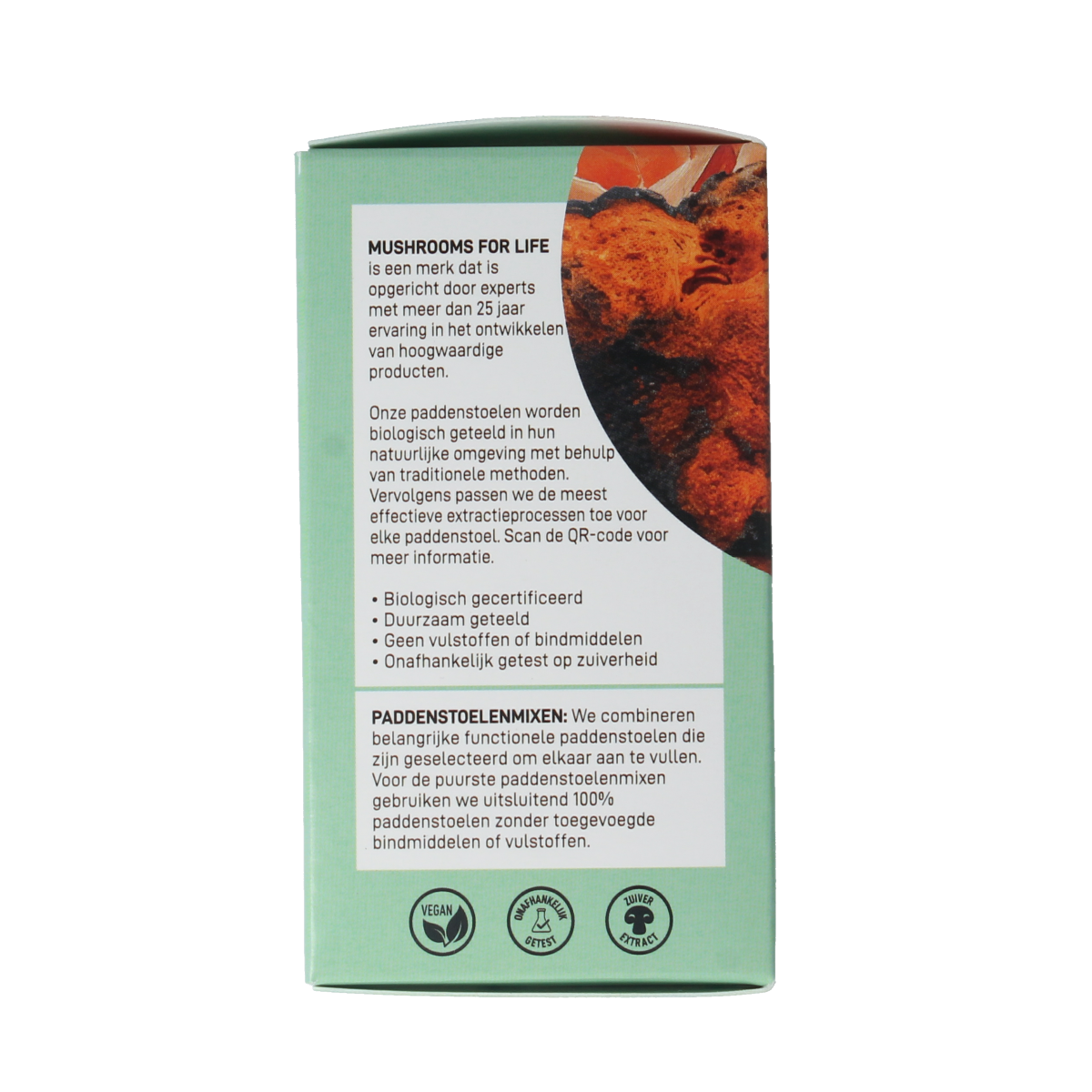 Mushrooms for Life Myco Beauty bio capsules, herbal supplement in a clear bottle with capsules inside, for skin and overall wellness.