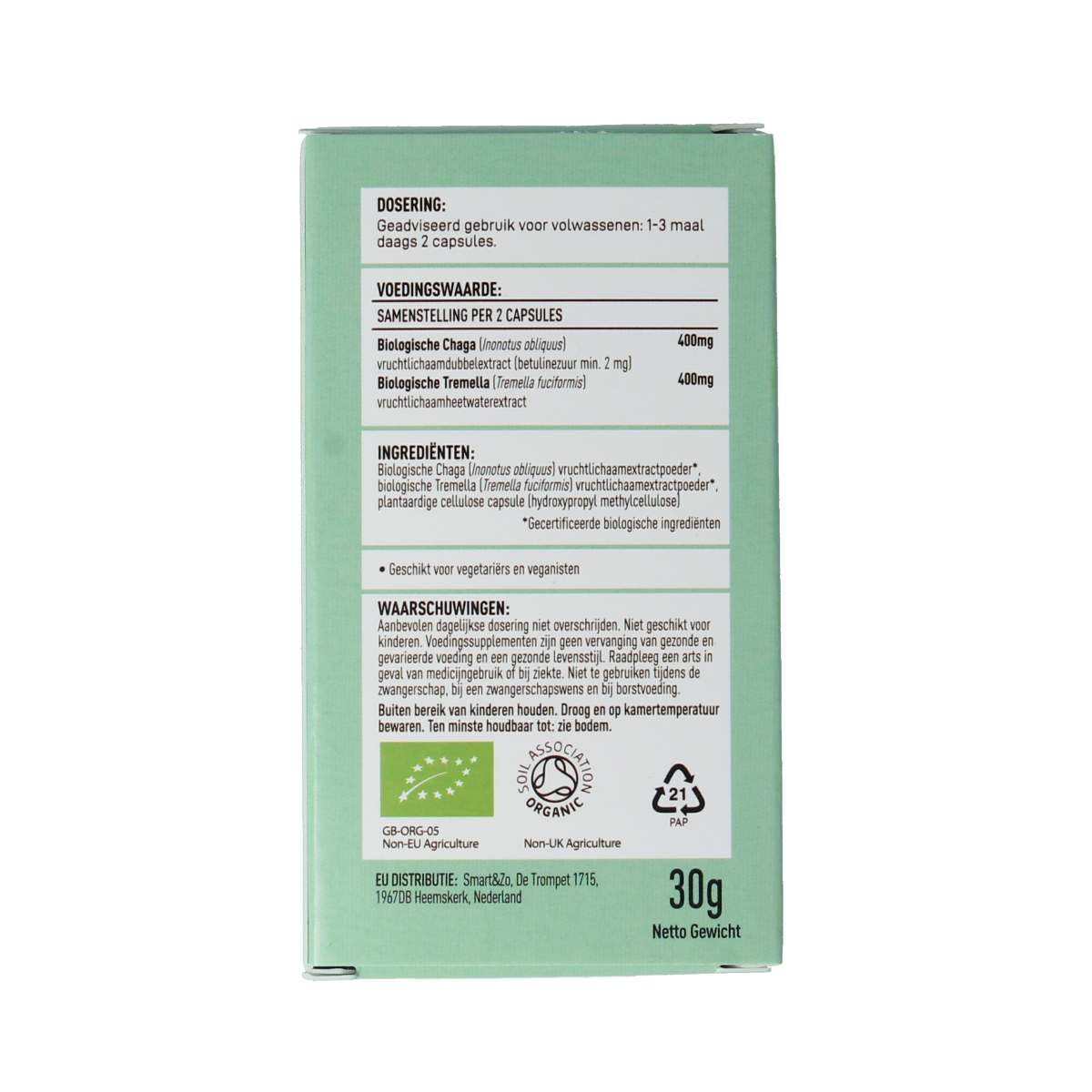 Mushrooms for Life Myco Beauty bio capsules, herbal supplement in a clear bottle with a white label, on a white background.