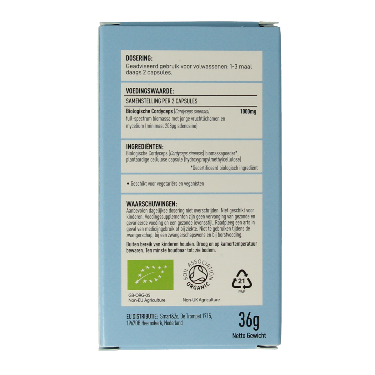 Mushrooms for Life Cordyceps bio capsules, herbal supplement in a white bottle with green label, displayed on a white background.