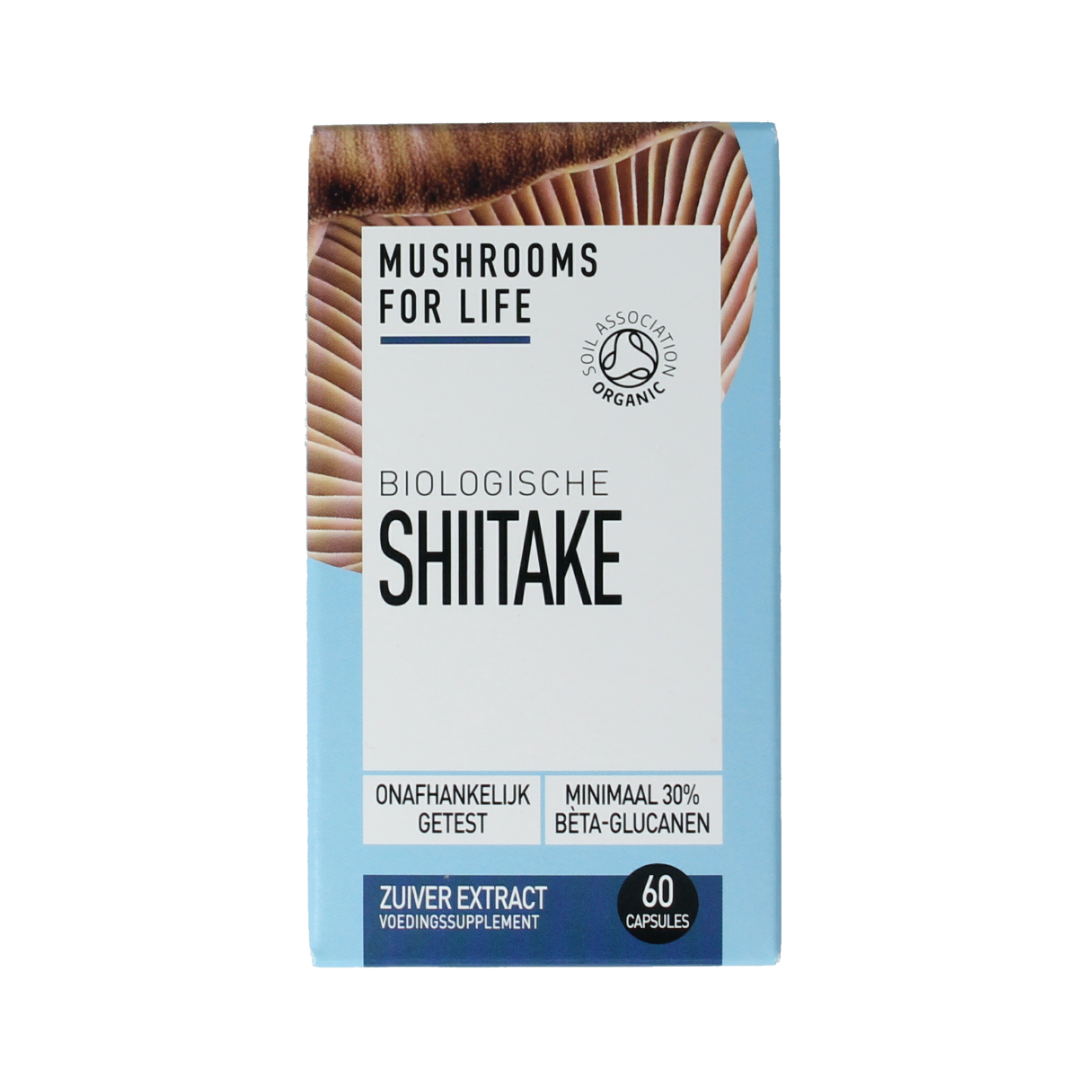 Mushrooms for Life Shiitake bio capsules, dietary supplement with 60 capsules, natural mushroom extract for immune support.