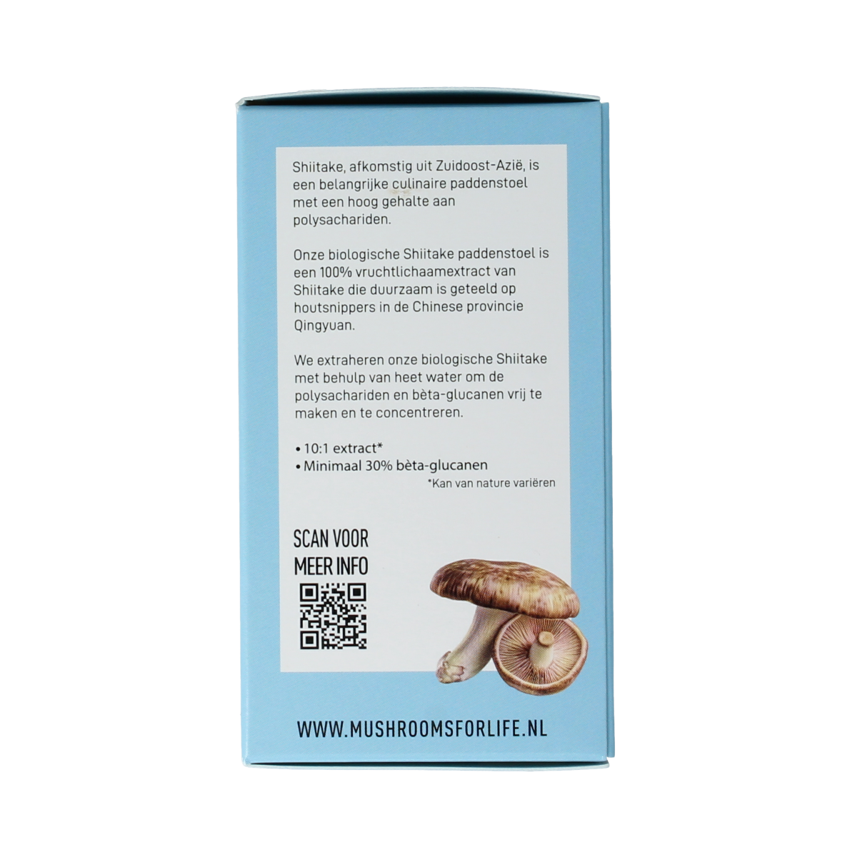 Organic Mushrooms for Life Shiitake Bio capsules, dietary supplement with 60 capsules, natural mushroom extract for health support.