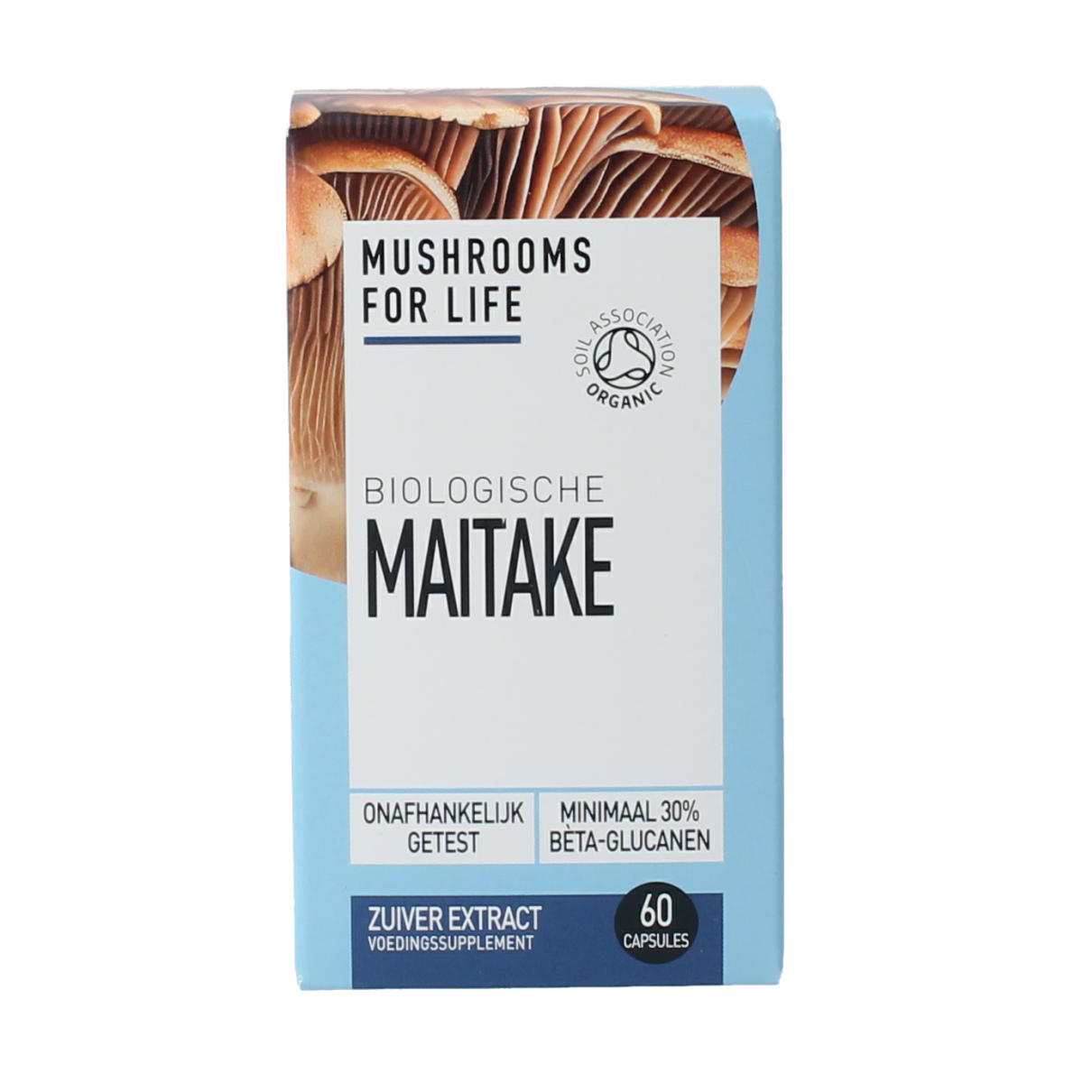 Mushrooms for Life Maitake bio supplement capsules, 60-count, natural dietary supplement with Maitake mushroom extract.