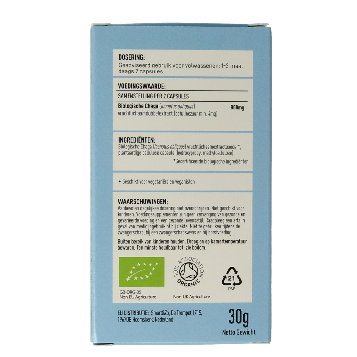 Mushrooms for Life Chaga bio capsules in a bottle, dietary supplement with 60 capsules for immune support and wellness.
