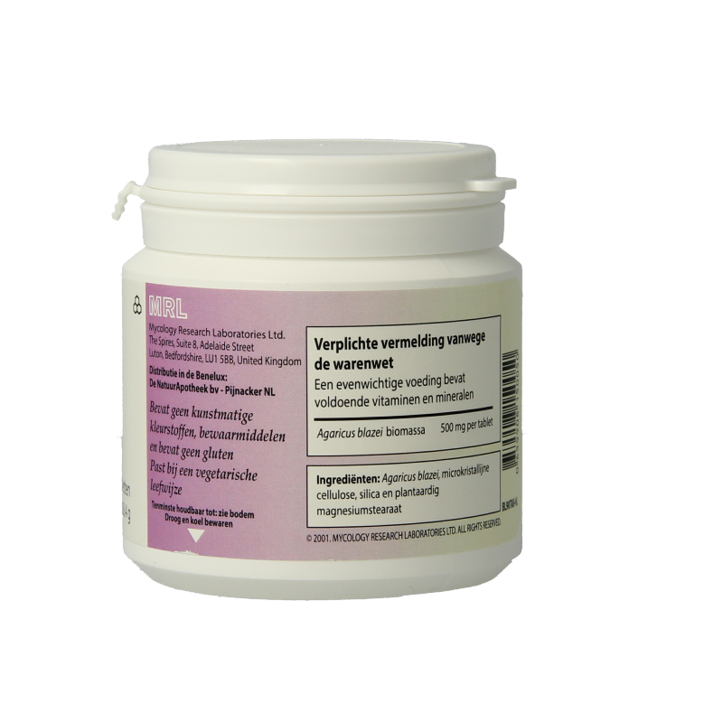 MRL Agaricus blazei 90 tablets, herbal supplement in blister pack, natural mushroom extract for immune support.