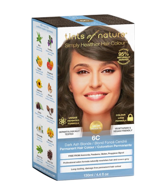 Tints Of Nature 6C dark ash blond hair coloring set with applicator and color cream for natural, even blonde hair results