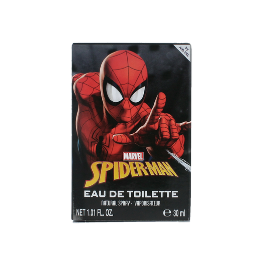 Air-Val Spiderman eau de toilette bottle, 30ml, featuring Spiderman design, with colorful packaging and brand logo visible.