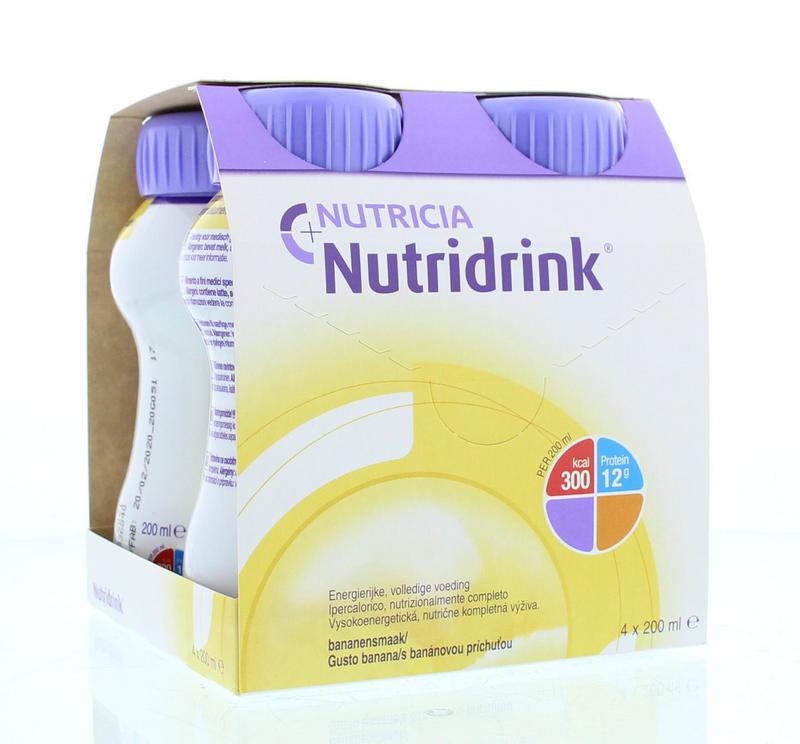 Nutridrink Banaan medical dietary supplement in 4 x 200ml bottles, banana-flavored nutritional drink for medical use